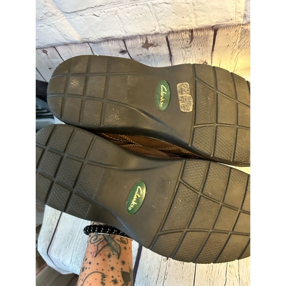 Men's Clark's Pickett Brown Oily Gras Leather Shoes SZ 10W - Picture 3 of 3